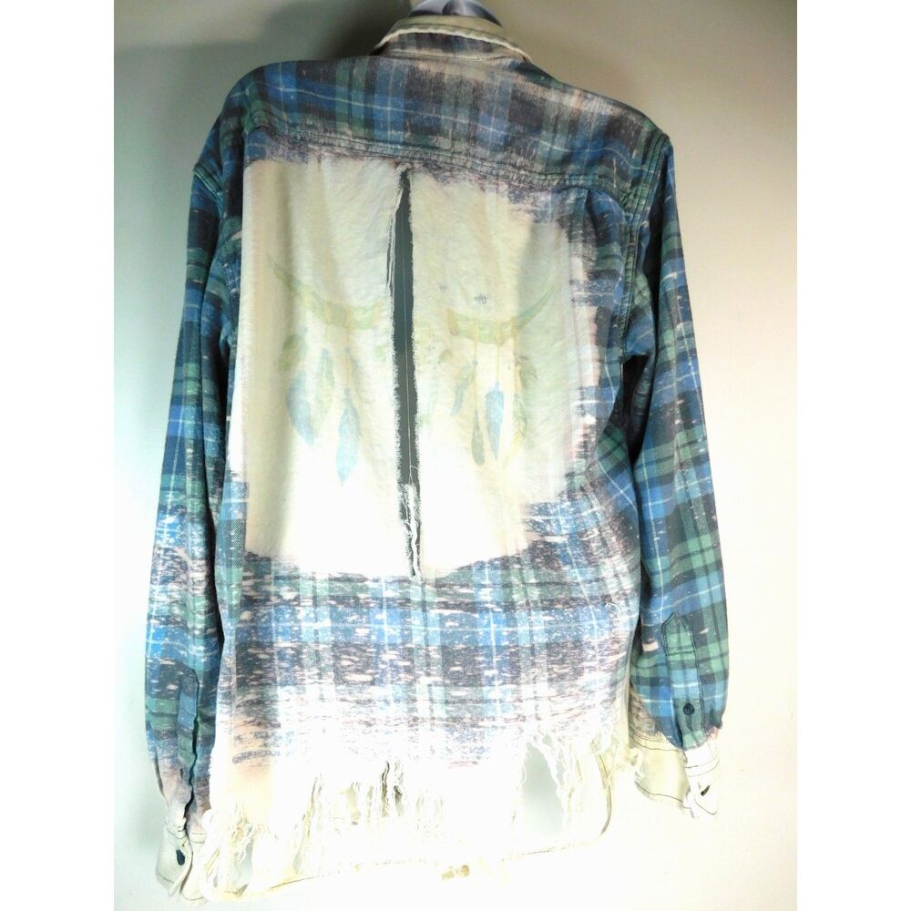 Men's Thrashed Flannel Shirt Sz. M Western Button up Bleached